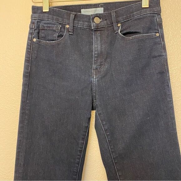 Banana Republic Dark Wash mid hi rise Bell Bottom flair leg denim jeans 25 LONG - Picture 4 of 12